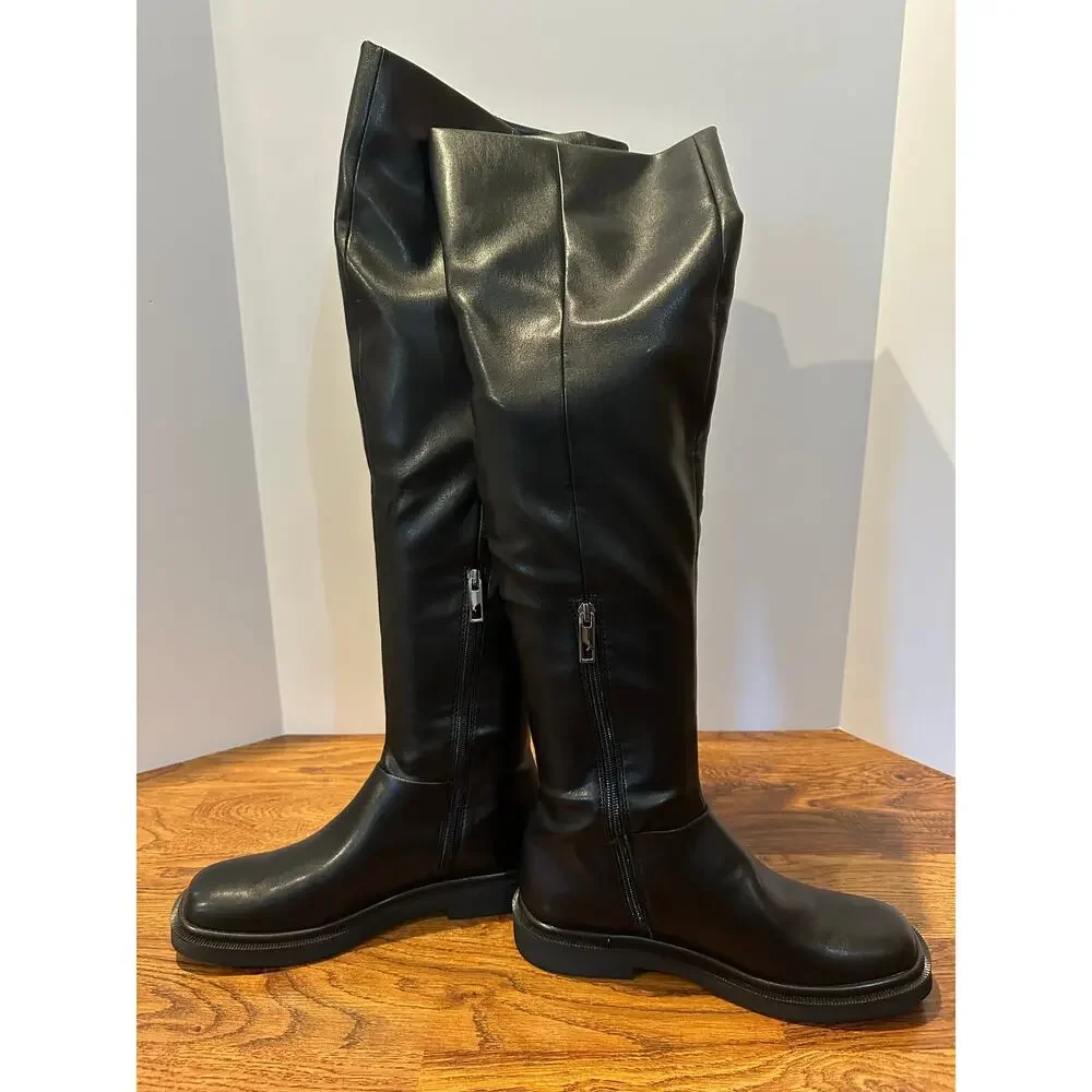 Franco Sarto Angeli Over the Knee Lug Sole Boots Black Women’s Size 8.5